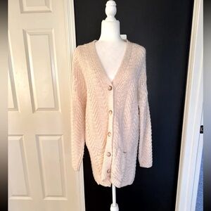 Urban Outfitters Kimchi Blue Oversized Cream Button Front Cardigan size Small